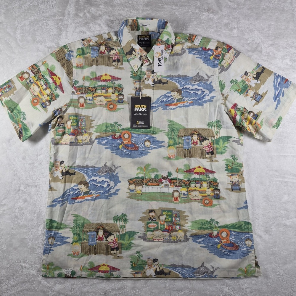 Reyn Spooner South Park Mahalo Shirt Men's Large Classic Fit America Casual NWT